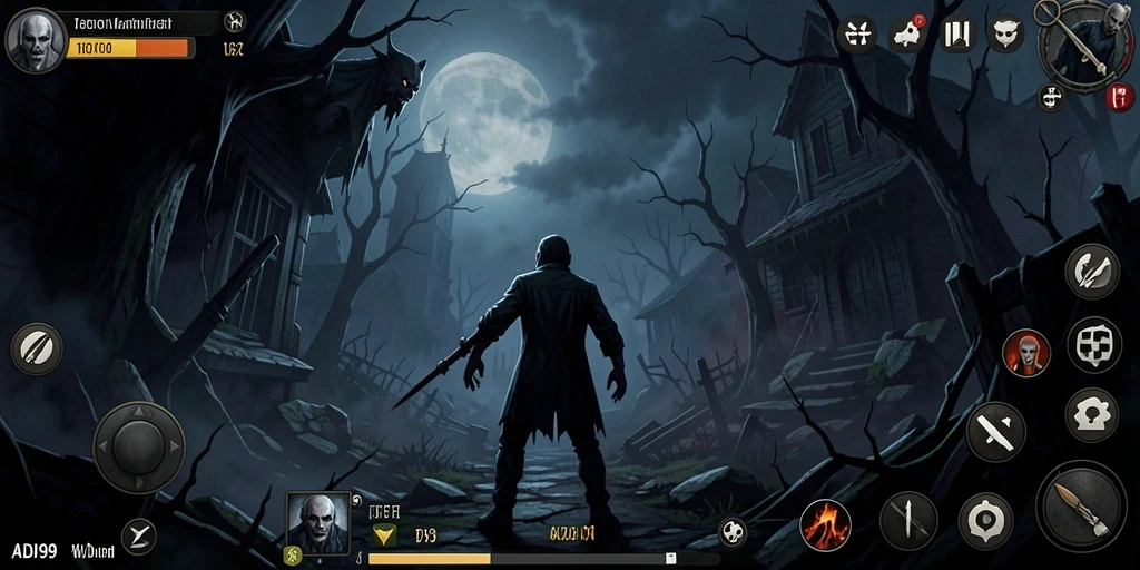 Gameplay ADI99 dengan elemen horor yang mencekam.