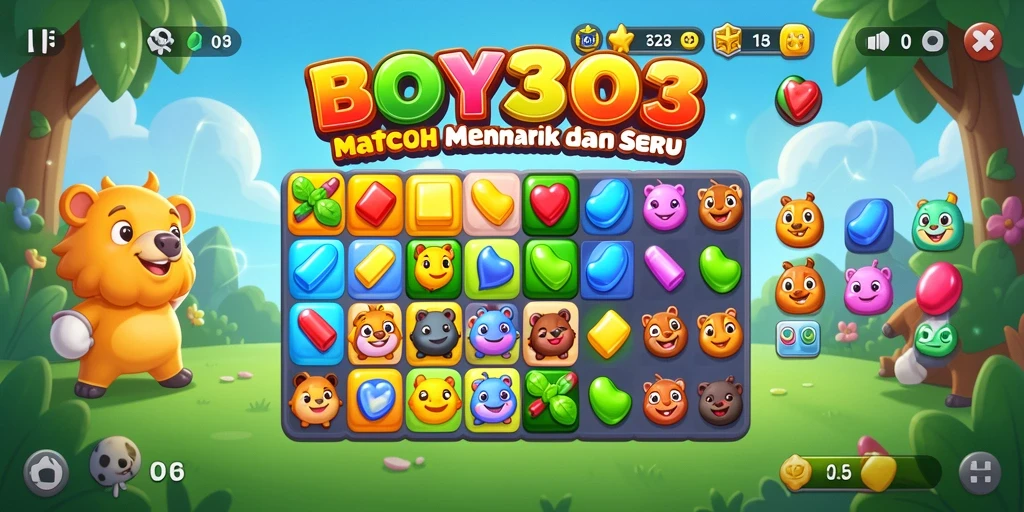 Tangkapan layar utama BOY303 menampilkan gameplay seru Match-3.