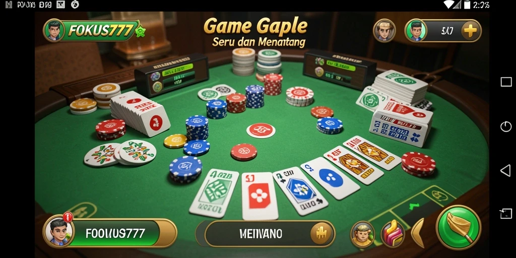 Screenshot gameplay FOKUS777 yang menampilkan keseruan bermain Gaple.