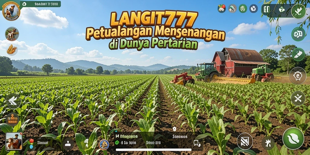 Tampilan gameplay LANGIT777 yang menarik dengan ladang subur dan hewan ternak.