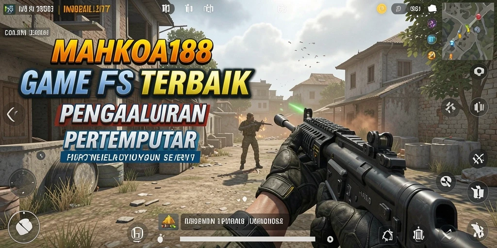 Screenshot utama <strong>MAHKOTA188</strong> menunjukkan aksi pertempuran intens dalam game FPS.