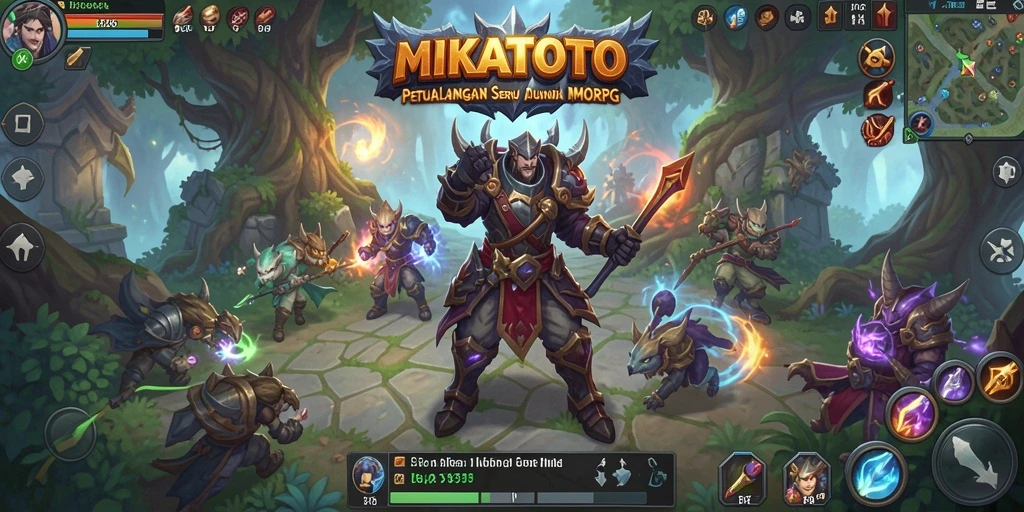 Tangkapan layar MIKATOTO menampilkan pertempuran seru di dunia MMORPG.